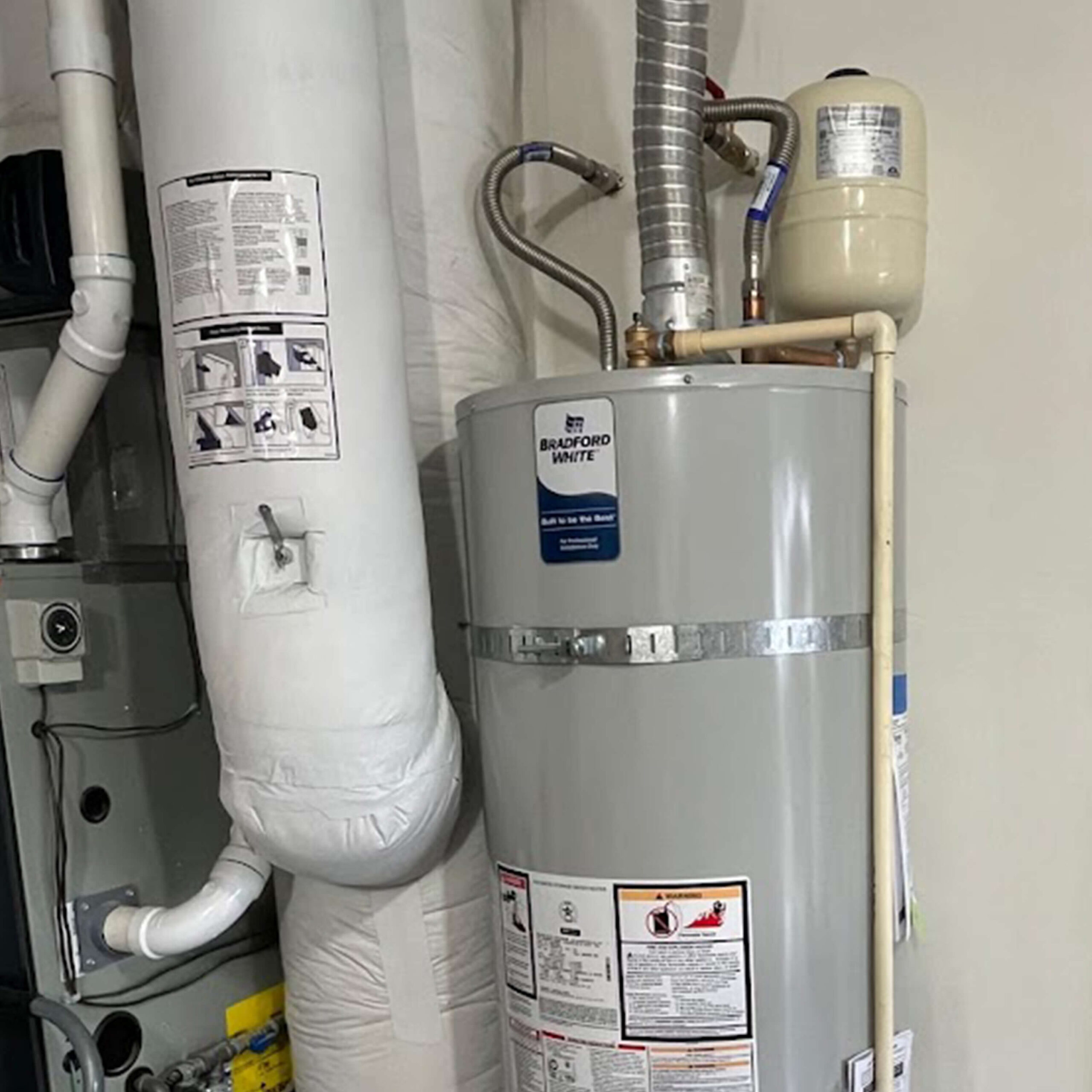 New Bradford White Water Heater installed in garage. 